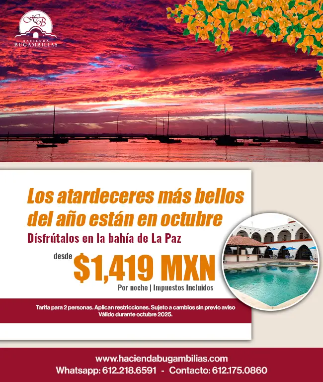 Hospedaje, Habitación doble con balcón, Hotel Hacienda Bugambilias, La Paz, B.C.S.
